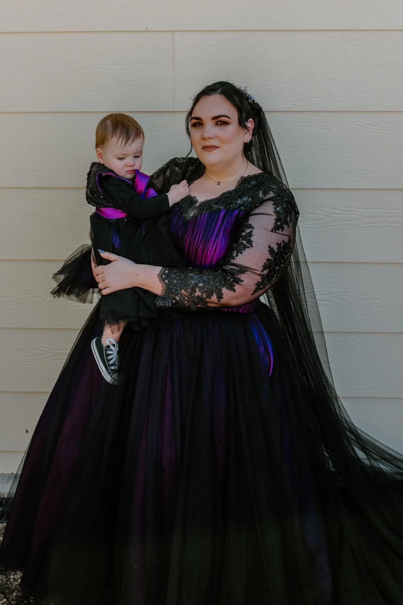 Wedding dresses discount purple and black